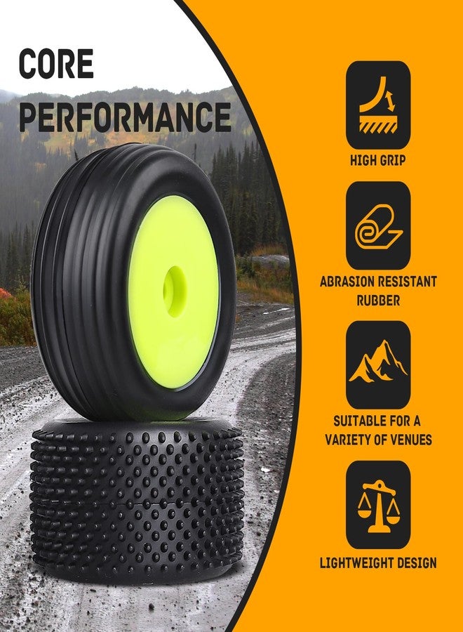 CrazyHobby Preglued Tires and Wheels Front & Rear for Losi Mini-T 2.0 (Green Rims) - Image 5